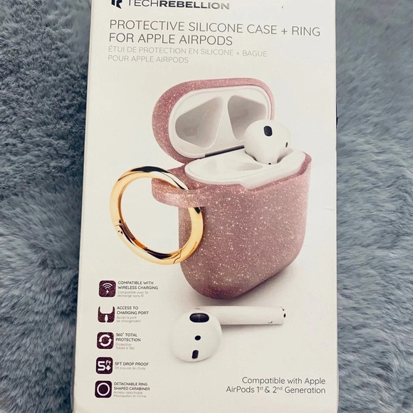 Tech Rebellion Apple Airpods Silicone Protective Case & Ring - Picture 5 of 6